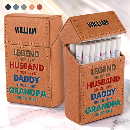 Étui à Cigarettes Personnalisé en Cuir – Légendaire Depuis Le Premier Jour – Cadeau Fête des Pères, Papa, Papi